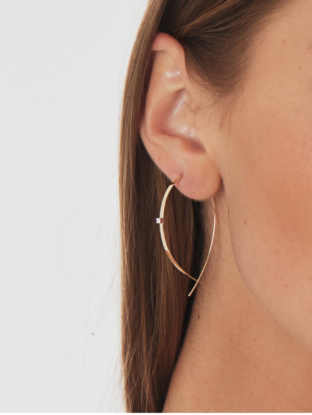 Lana Jewelry small flat upside down hoops with diamonds